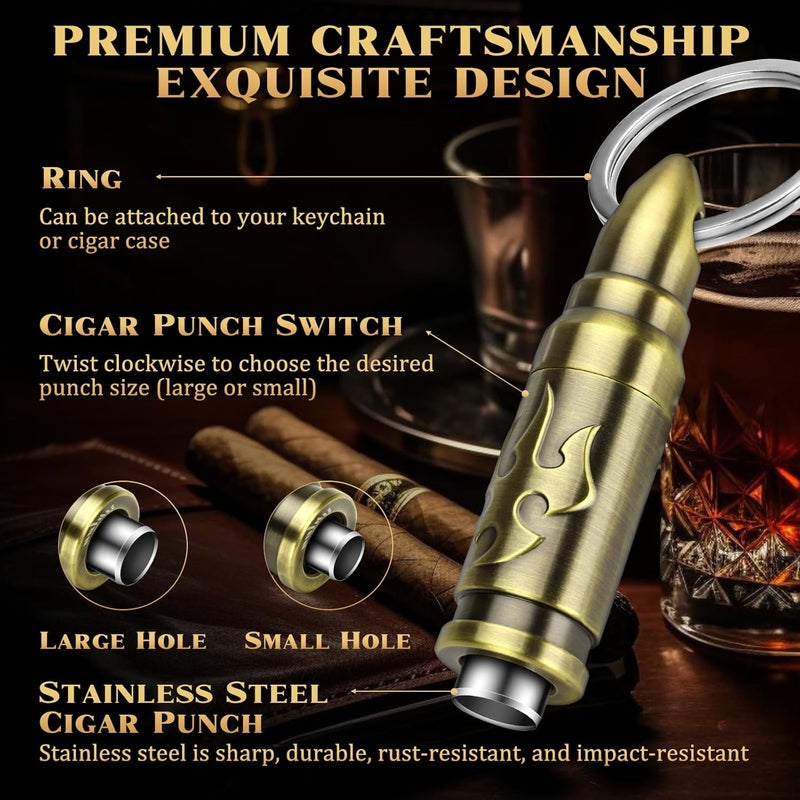 LIHTUN Portable Cigar Punch Cutter - Twist-Out Cigar Punch with 2 Sizes, Clockwise Switch Between Large and Small Punch Holes, Precision Cutting for Various Cigars, Christmas Day Gift (Bronze) - Image 2